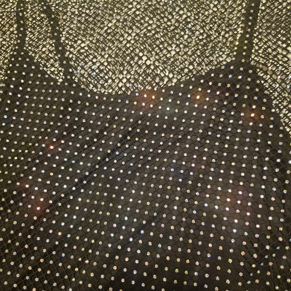 Torrid Rhinestone fun and classy black top NWT twofer mesh style - Picture 3 of 4